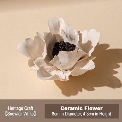 This is a ceramic flower incense stick holder with a lifelike flower. Each ceramic flower is individually hand-shaped using traditional ceramic craftsmanship. The ceramic flower is with diameter of 8cm and height of 4.3cm.