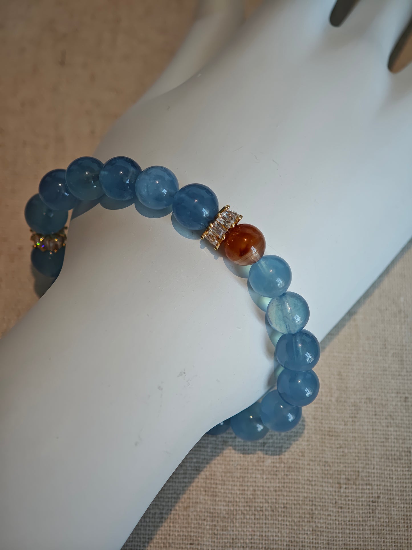 Aquamarine and Red Rutilated Quartz Bracelet - Limited Edition Spiritual Jewelry