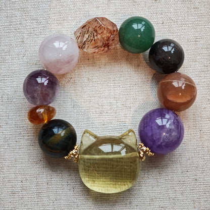 The "Meow" Multi-Gemstones & Crystals Bracelet by 2Sonder