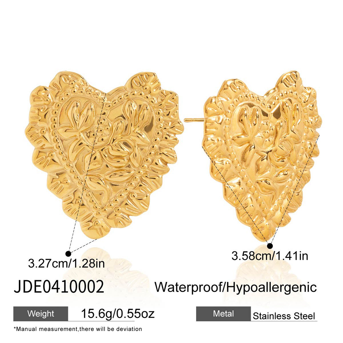 18K Gold Plated Stainless Steel Earrings | Heart, Flower & Sun Minimalist Jewelry for Women