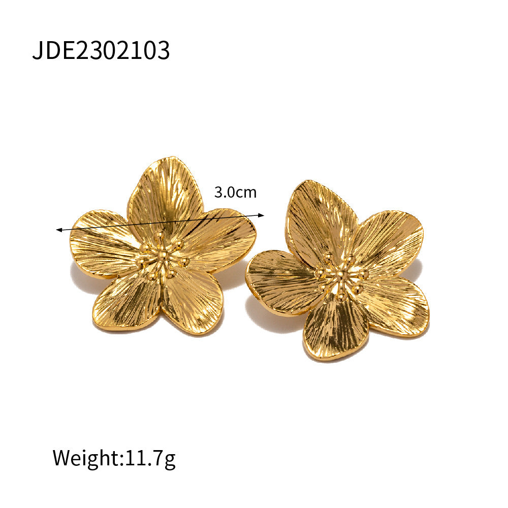 18K Gold Plated Stainless Steel Earrings | Heart, Flower & Sun Minimalist Jewelry for Women