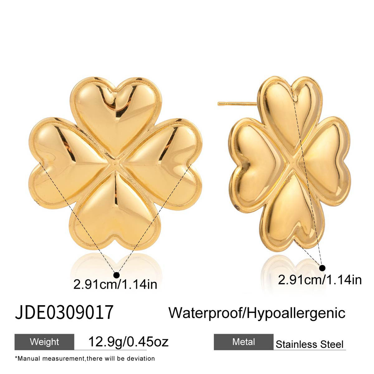 18K Gold Plated Stainless Steel Earrings | Heart, Flower & Sun Minimalist Jewelry for Women