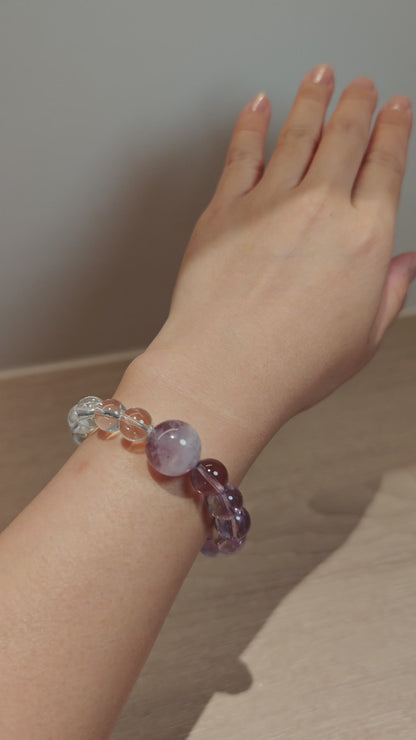 Celestial Amethyst & Clear Quartz Bracelet – Stardust Serenade