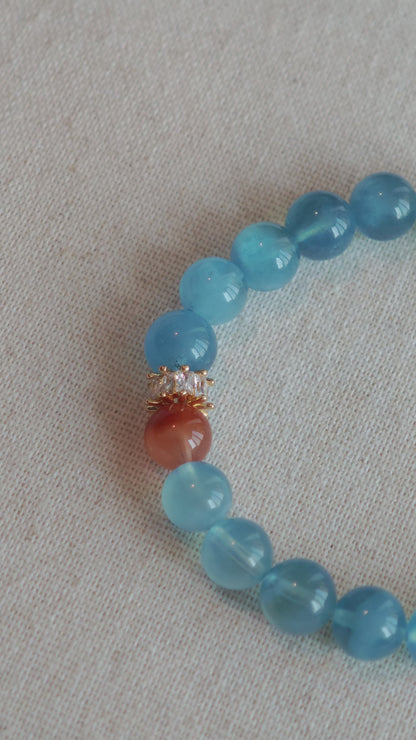Aquamarine and Red Rutilated Quartz Bracelet - Limited Edition Spiritual Jewelry